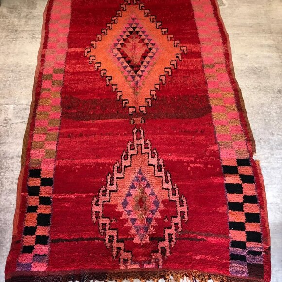 Antique berber Vintage Rug-1980s - Hand-Knotted carpet 4.2x6.7ft-6 days delivery - Picture 3 of 7